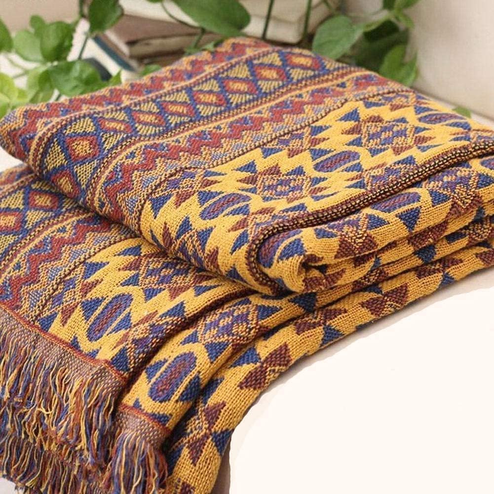 Boho Throw Blanket for Couch Chair, Cotton Southwestern Aztec Sofa Cover Throw - Reversible Hippie Decor Bohemian Blanket for Bed Tapestry Outdoor Camping. 51″×71″